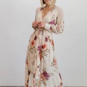 Baltic Born Fall Floral Maxi Dress in Maroon and Ivory